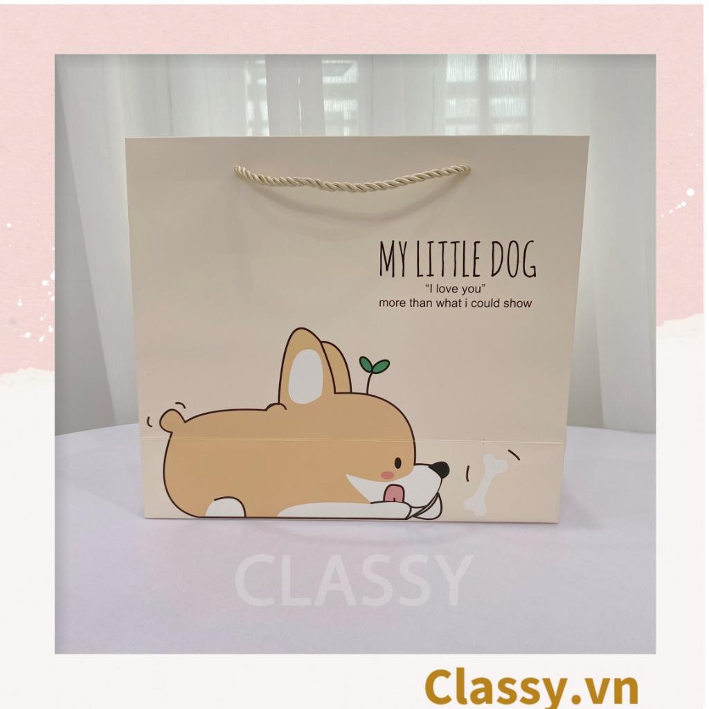 TÚI (KHÔNG HỘP) giấy Classy  quai xách 30 X 12 X 27 CM đựng đồ quà tặng hình thú cưng Corgi (Sản phẩm chỉ gồm TÚI)