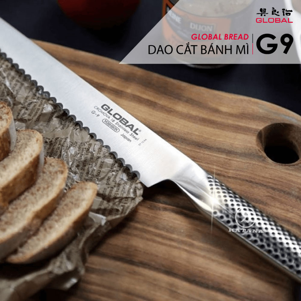 Dao bếp Nhật cao cấp Global G9 Bread - Dao cắt bánh mỳ (220mm) - Dao bếp Nhật chính hãng