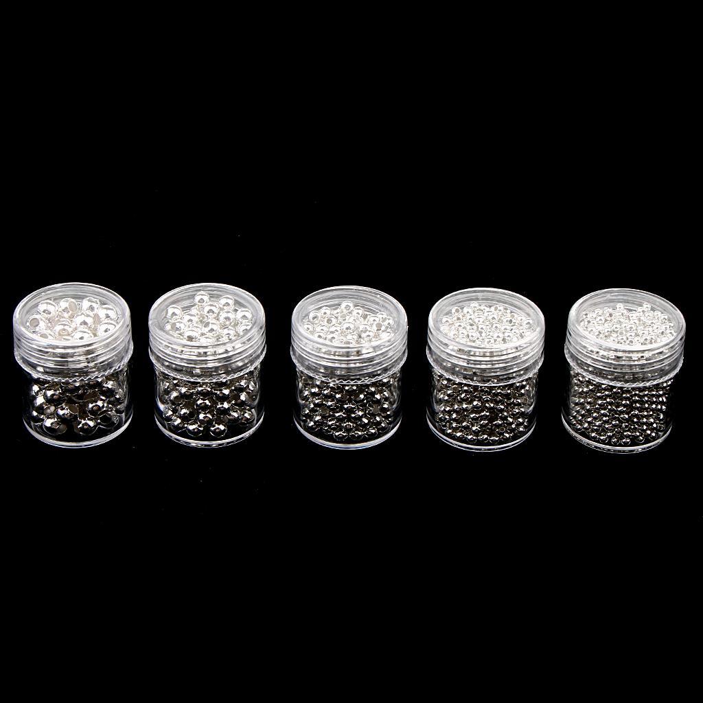 5 Bottles Stainless Steel Loose Spacer Bead DIY Assorted 2mm-5mm  LOT