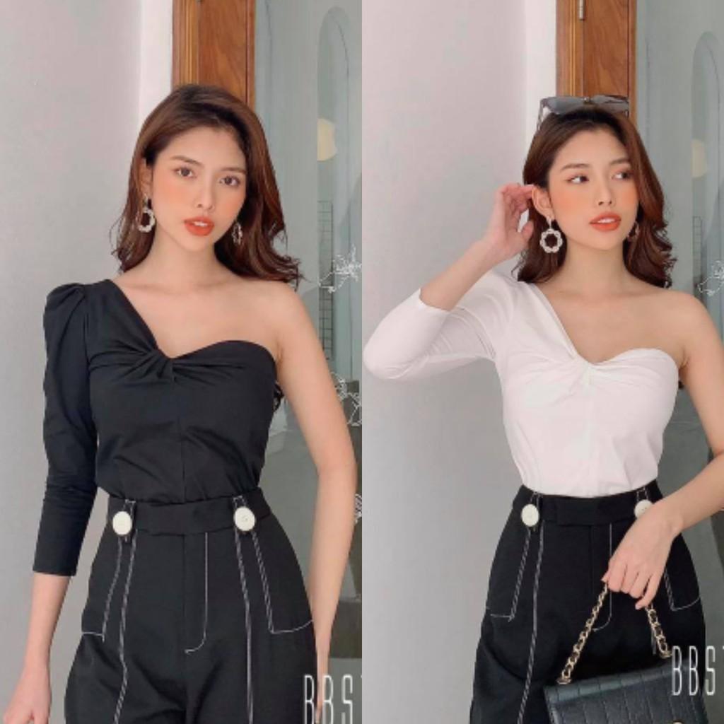 Áo crop lệch vai tay lỡ