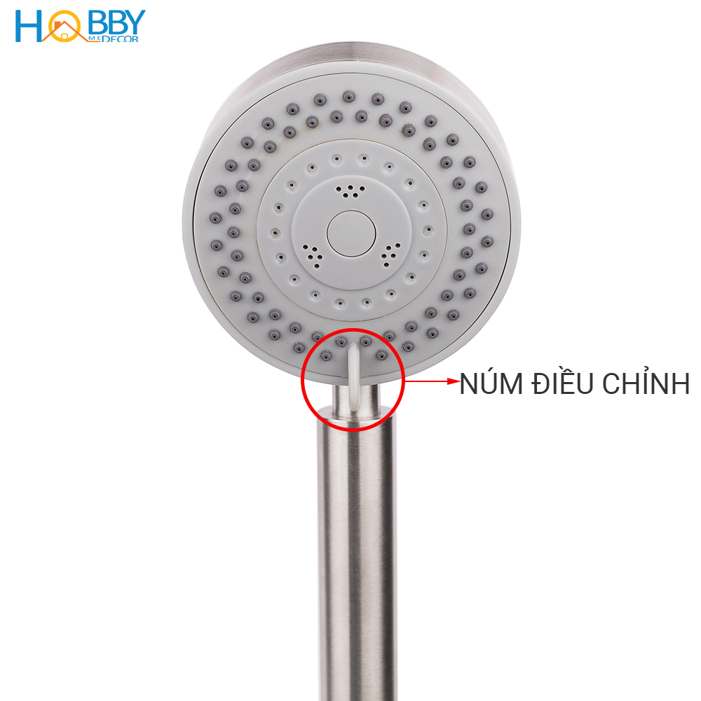 Vòi sen tắm tăng áp 3 chế độ phun kèm dây dẫn giá treo Hobby Home Decor BST1 inox 304 dây sen tùy chọn