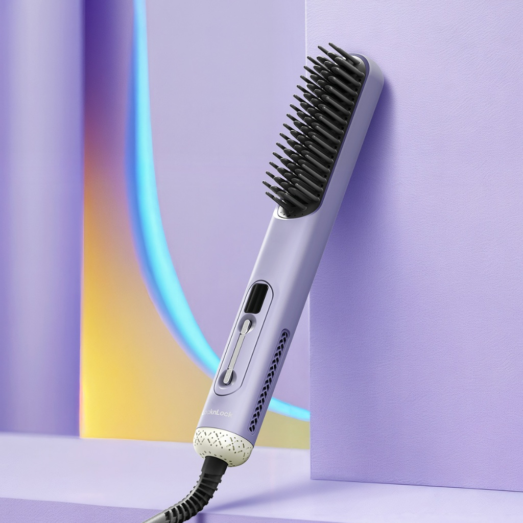 Lược Điện Tạo Kiểu Tóc Ion Âm LocknLock Hair Styling Brush ENA223PUP 43W, Hàng Chính Hãng - JoyMall