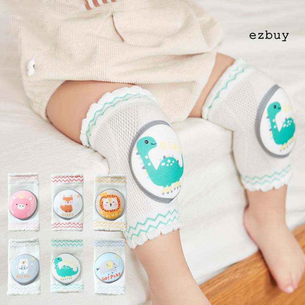 1 cặp đệm bảo vệ đầu gối bằng cotton thoáng khí in họa tiết hoạt hình cho bé tập bò