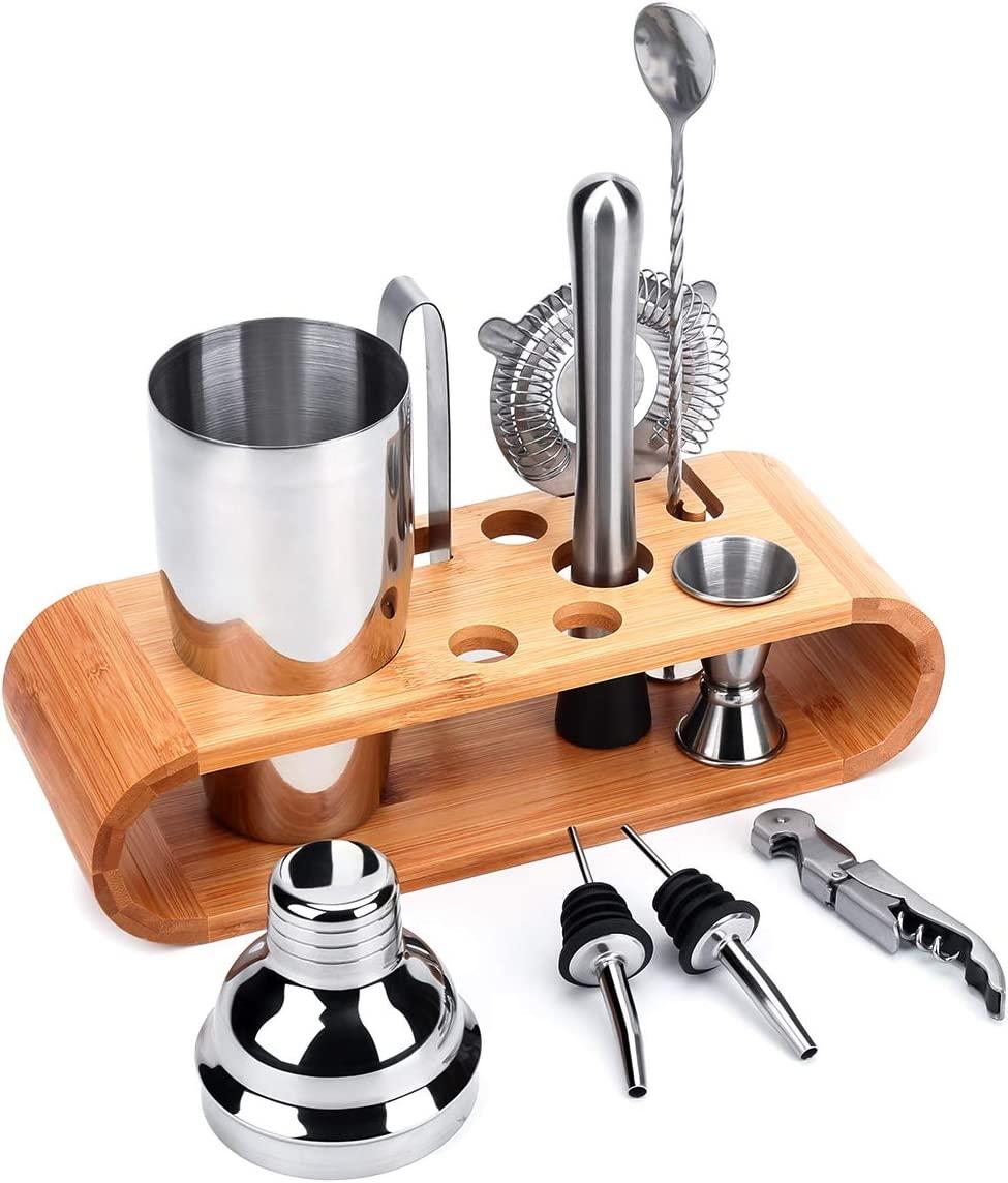 Bộ Bartender Kit-Cocktail Shaker Set 10 PC Bar Tool Set with Kiểu Dáng Đẹp Tre