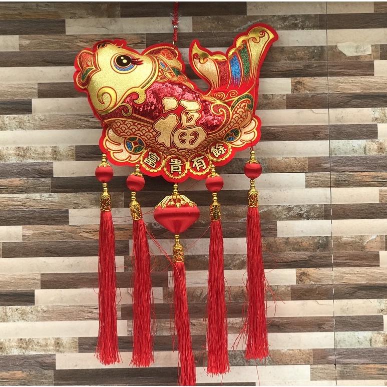 Dây treo nhung đỏ trang trí tết dây tro hình cá