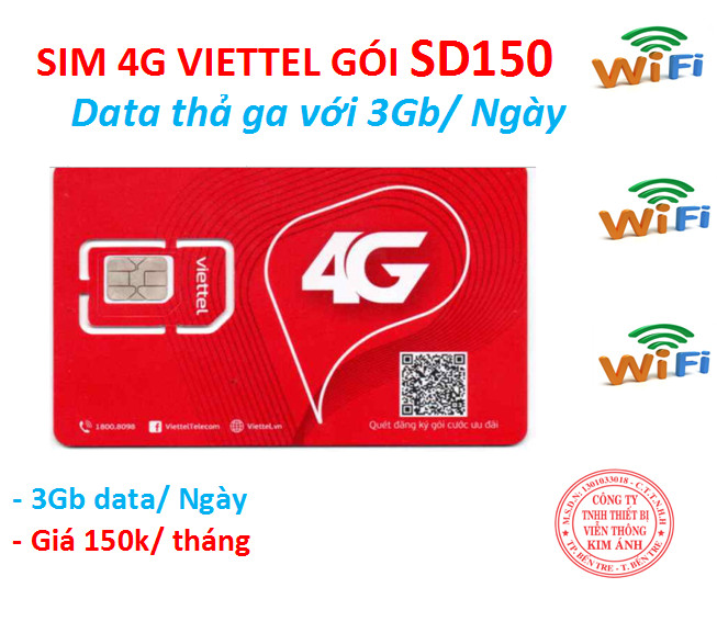 Sim nghe gọi Viettel dùng mãi mãi gói SD150 ưu đãi 3GB/ Ngày 150.000đ, Hàng chính hãng