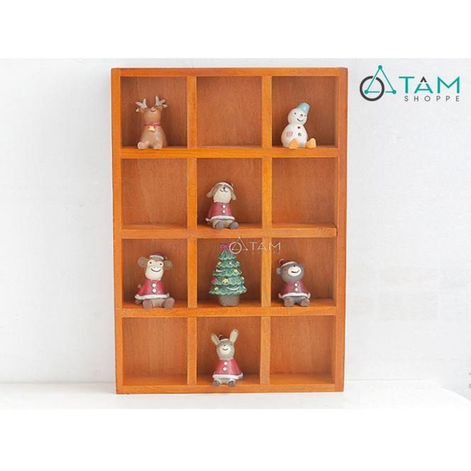 Khay gỗ trang trí chữ nhật chia 12 ô vuông số 16