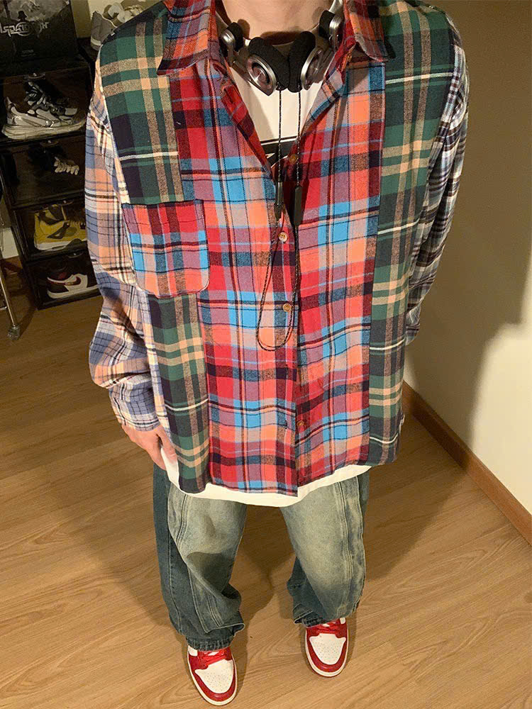 Áo sơ mi nam nữ form rộng 2N Unisex somi khoác ngoài sọc caro nhiều màu số 24