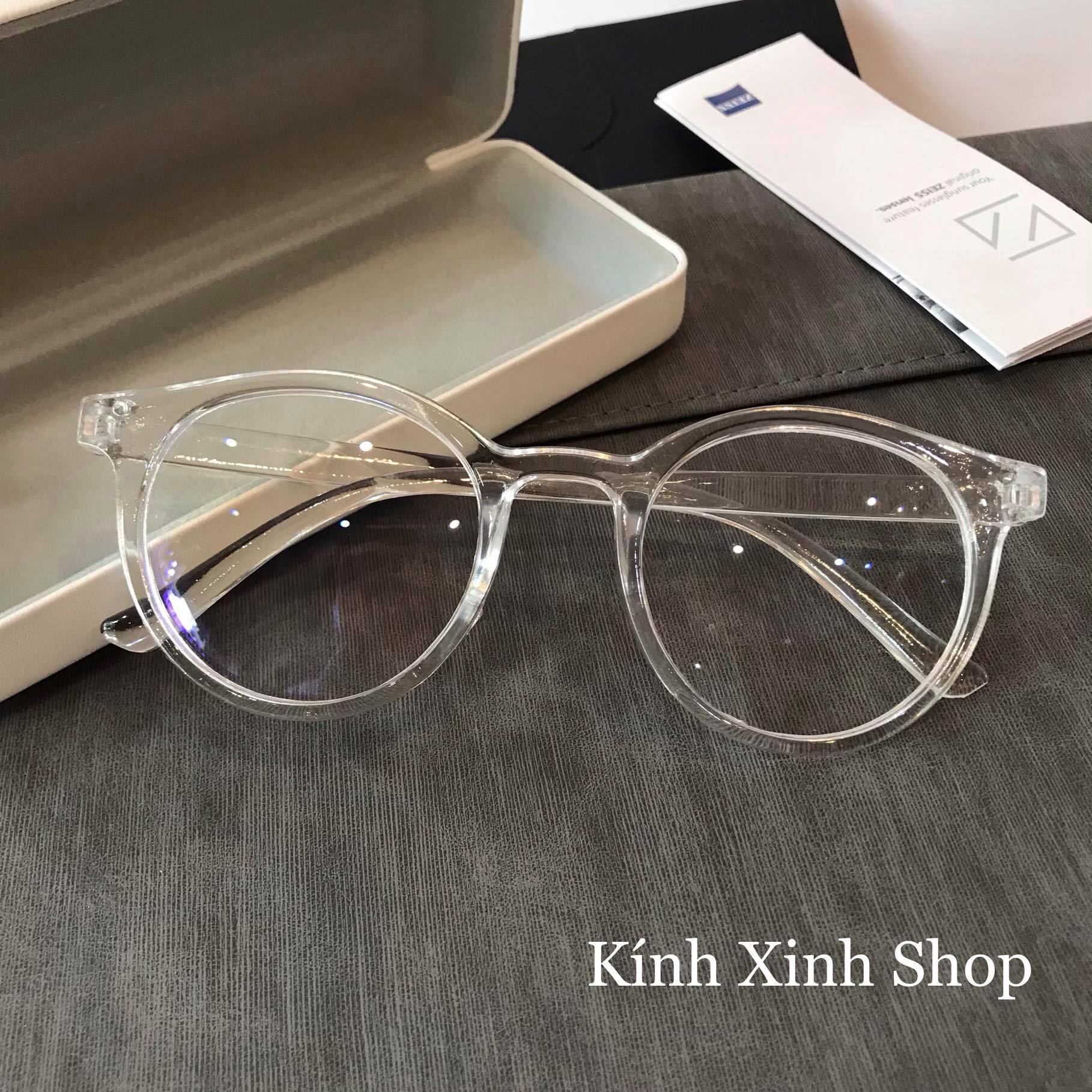 Kính Trong Suốt Mắt Tròn Chống Nắng Uv, Chống Ánh Sáng Xanh Không Độ