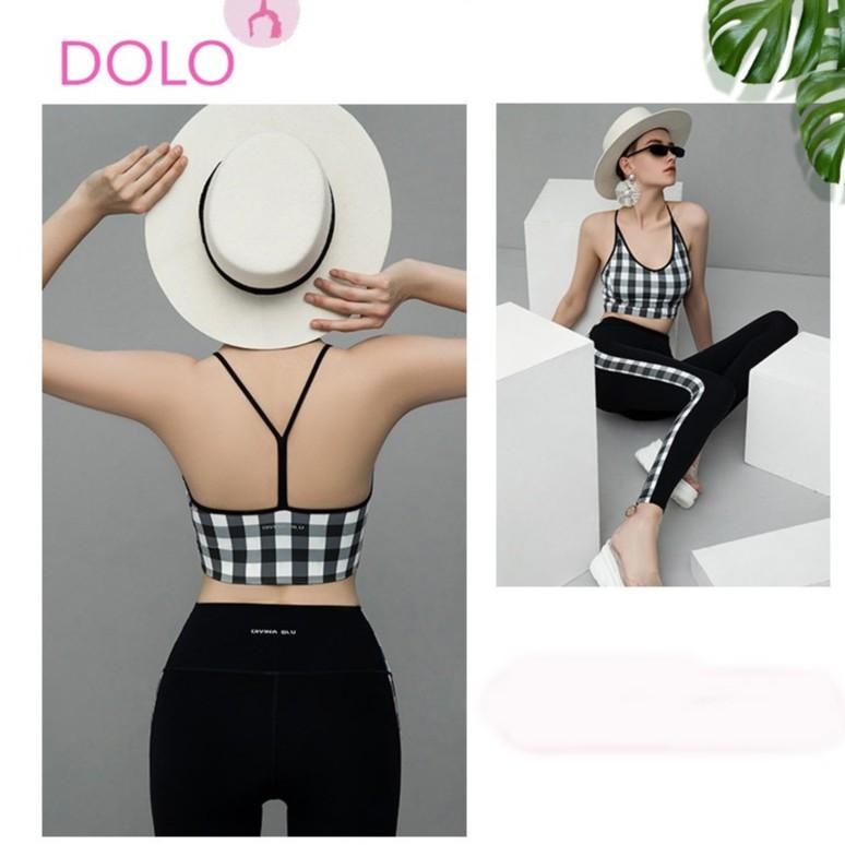 BỘ TẬP YOGA- GYM- AEROBIC KARO - áo BRA có mút, quần cạp cao, thun spandex cao cấp-Quảng châu