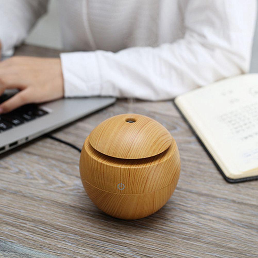 Mini Máy Tạo Độ Ẩm Không Khí USB Siêu Âm Khuếch Tán Hương Thơm Tinh Dầu Hương Thơm Khuếch Tán Điện Sương Mù Vân Gỗ Ánh Sáng Đèn LED Nhà