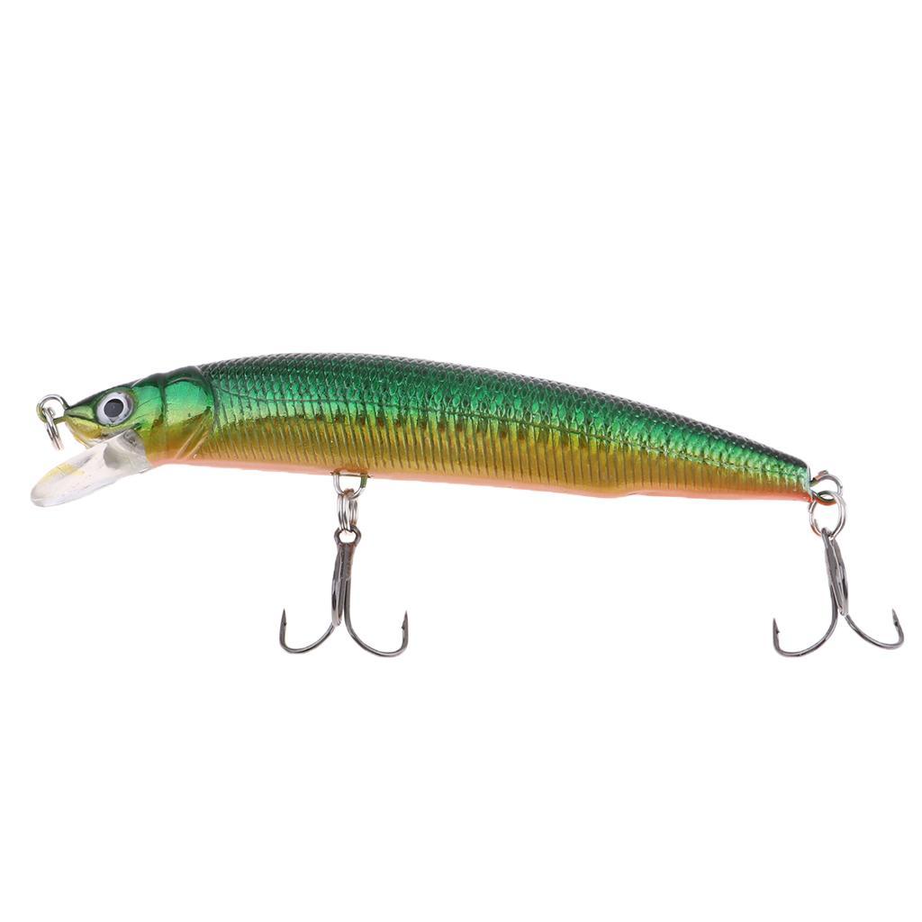 Premium Minnow Fishing Bait Hard Artificial Lure Crankbait Rigs with 2 Sharpe Anti-rust Treble Hooks