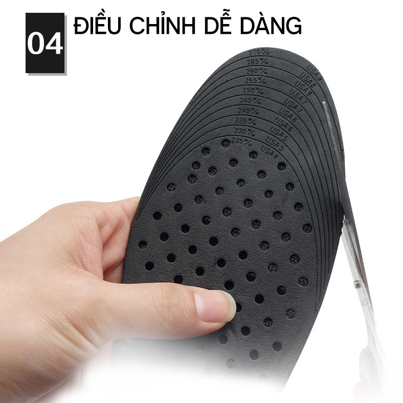 Lót giày tăng chiều cao có đệm khí,Cao 5m, Có lớp lót nỉ ngăn được mùi hôi chân-G5568