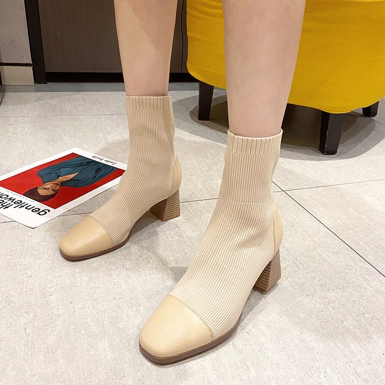 Giày đan gót vuông phong cách Âu Mỹ size 37