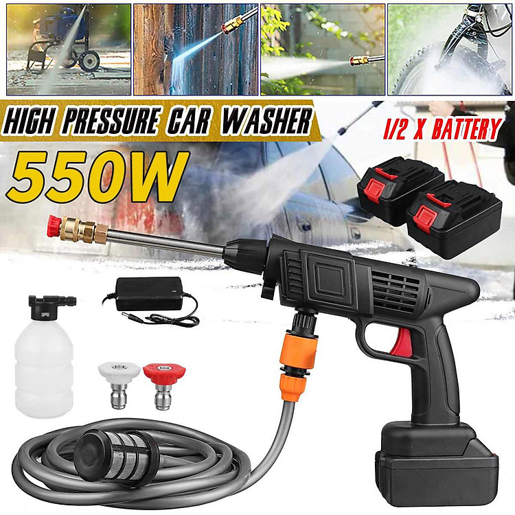 Máy Rửa Xe Máy Máy Xịt Rửa Ô Tô Máy Rửa Xe Cao Cấp 550W Cầm Tay Full Phụ Kiện