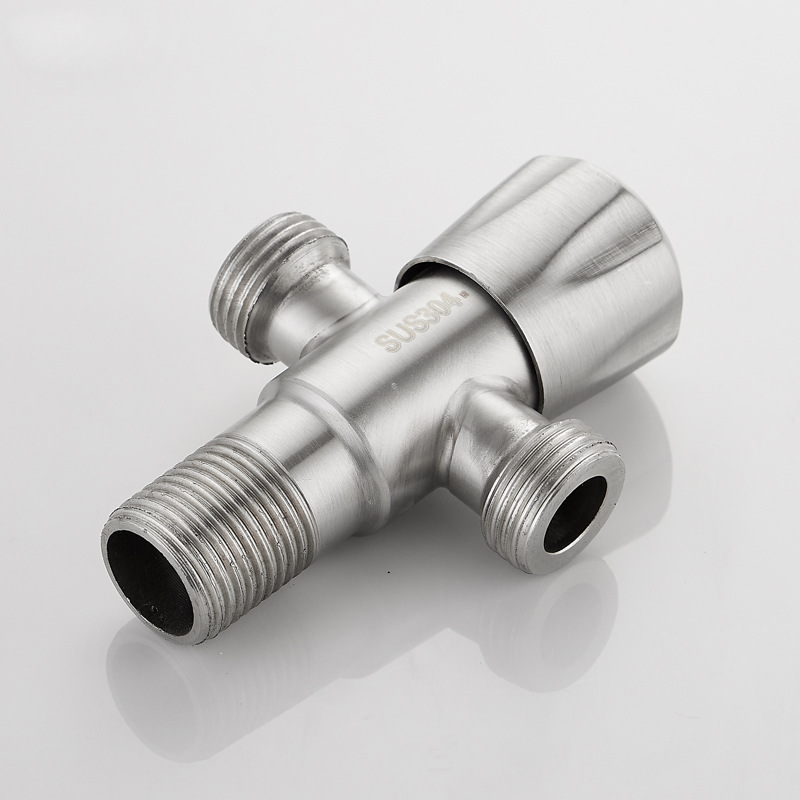 Van góc 2 đầu ra, van chữ T, van chân tường bằng inox SUS304 không rỉ sử dụng đa năng tiện lợi - Tặng kèm 1 ống cao su non lắp van