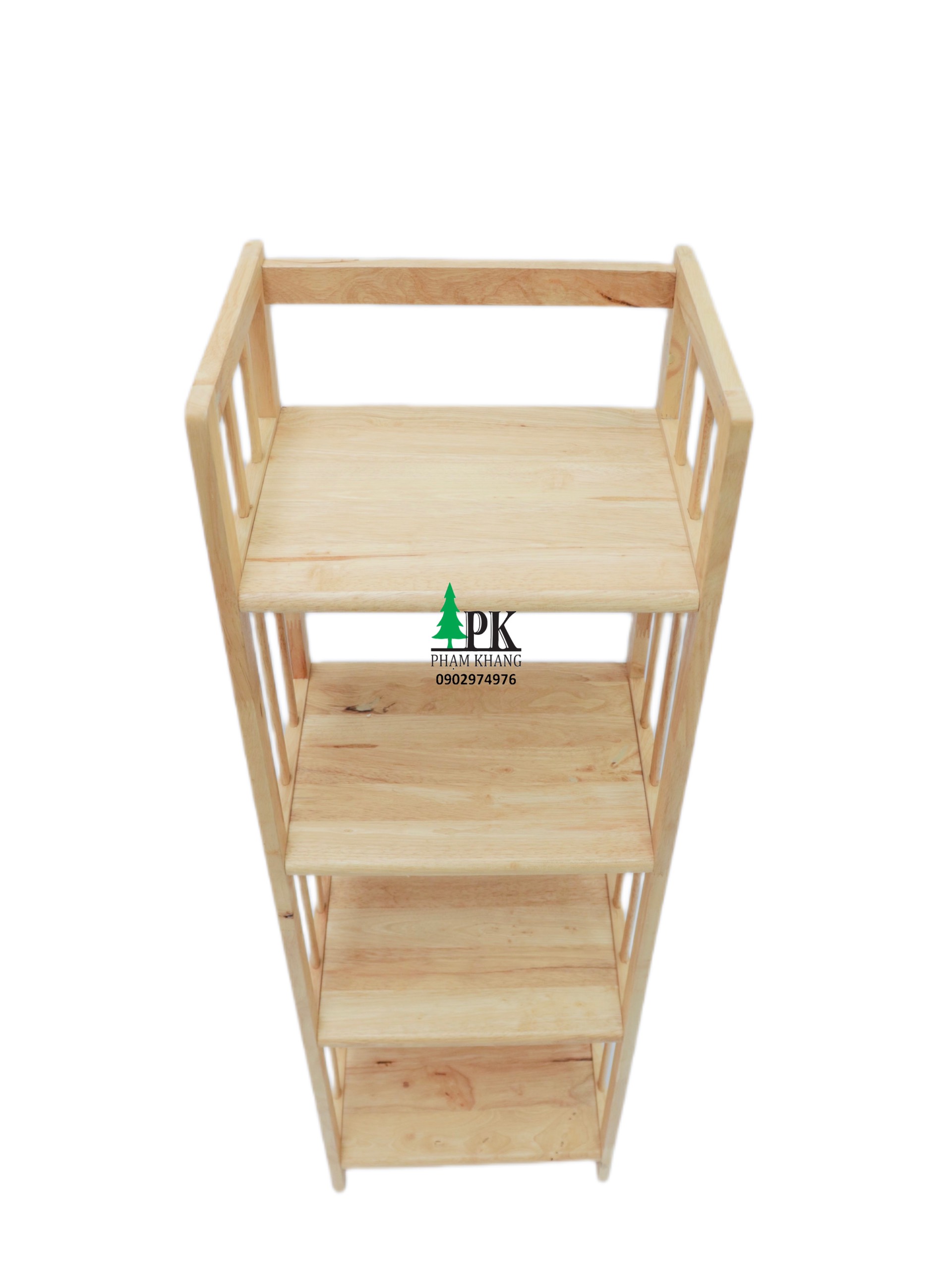 Kệ sách 4 tầng rộng 38 cm Start Decor - Gỗ cao su tự nhiên - Màu Gỗ Tự Nhiên/ Vàng Cherry