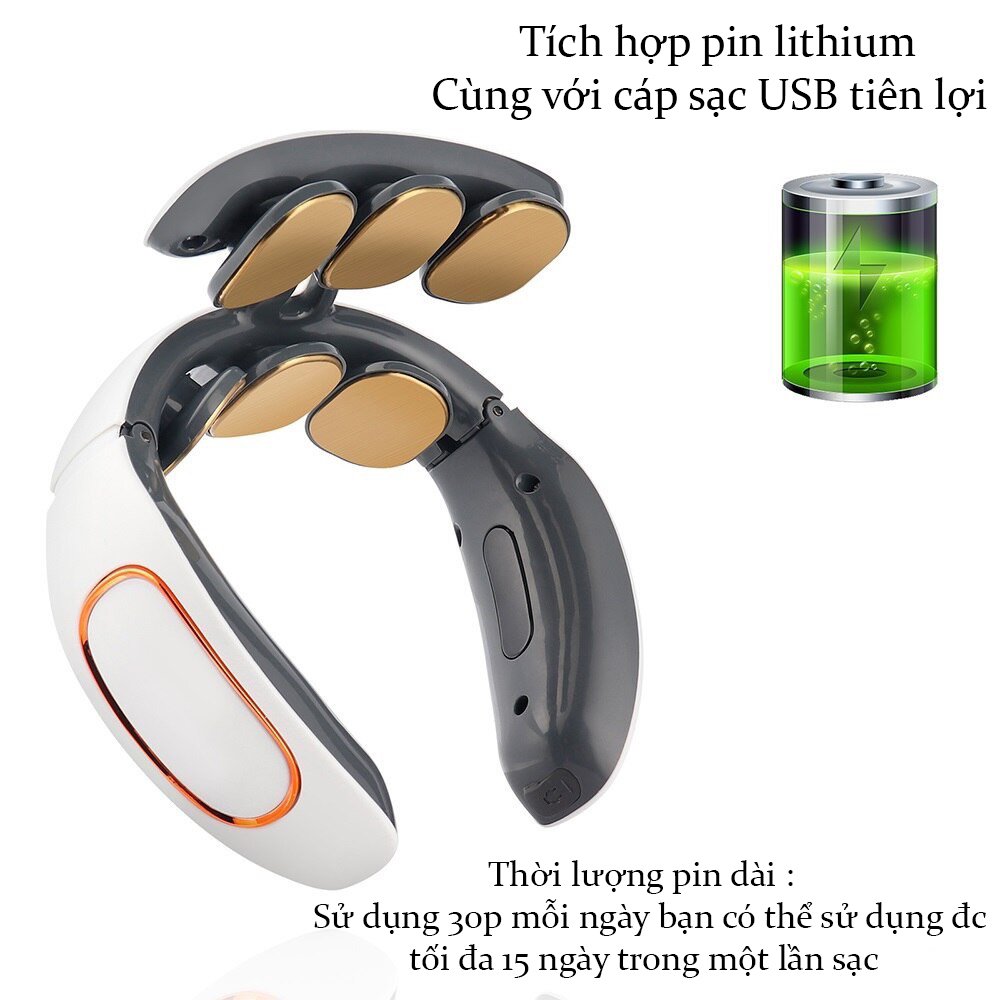 Máy Massage Cổ Vai Gáy 6 Đầu Điện Cực Màn hình hiển thị LCD Hỗ Trợ Trị Liệu Cao Cấp