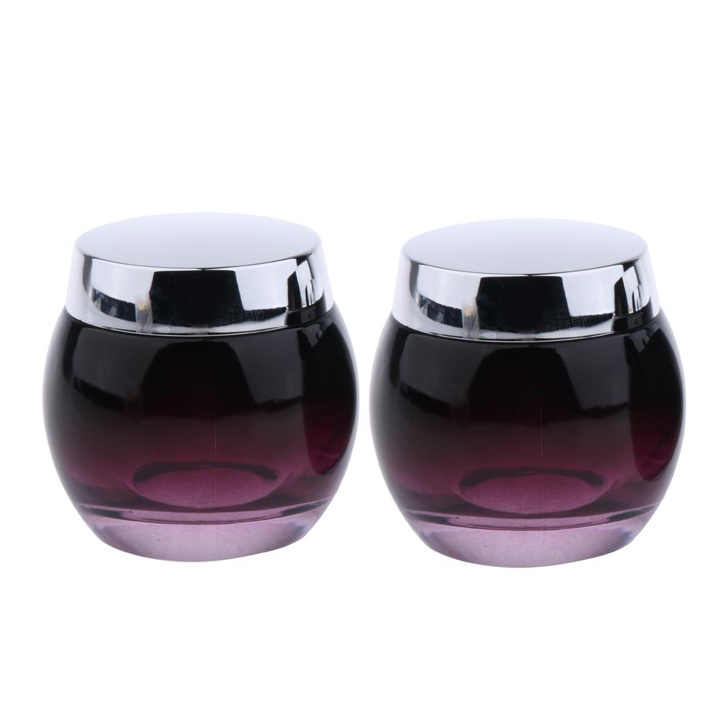 2Pcs 120g Glass Mask Jar Cream Containers Cosmetic Empty Can Sample Bottle - Purple Gradient Bottle Body - Refillable/Reusable
