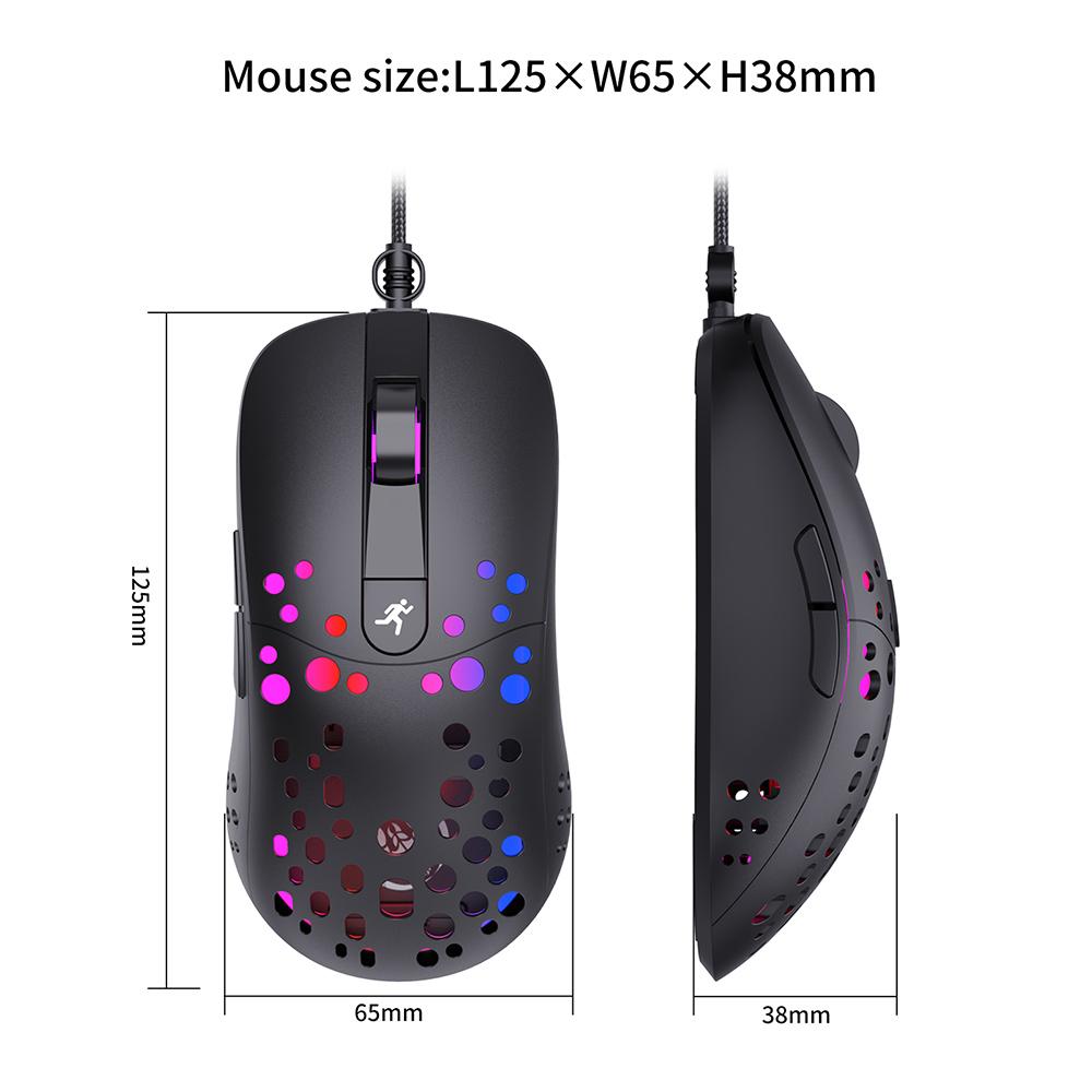 Chuột chơi game có dây HXSJ A904 lập trình macro với DPI có thể điều chỉnh 6 cấp độ 6 Chế độ chiếu sáng RGB