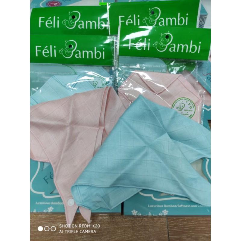 Set 2 khăn yếm tam giác cúc bấm sợi tre Feli Bambi