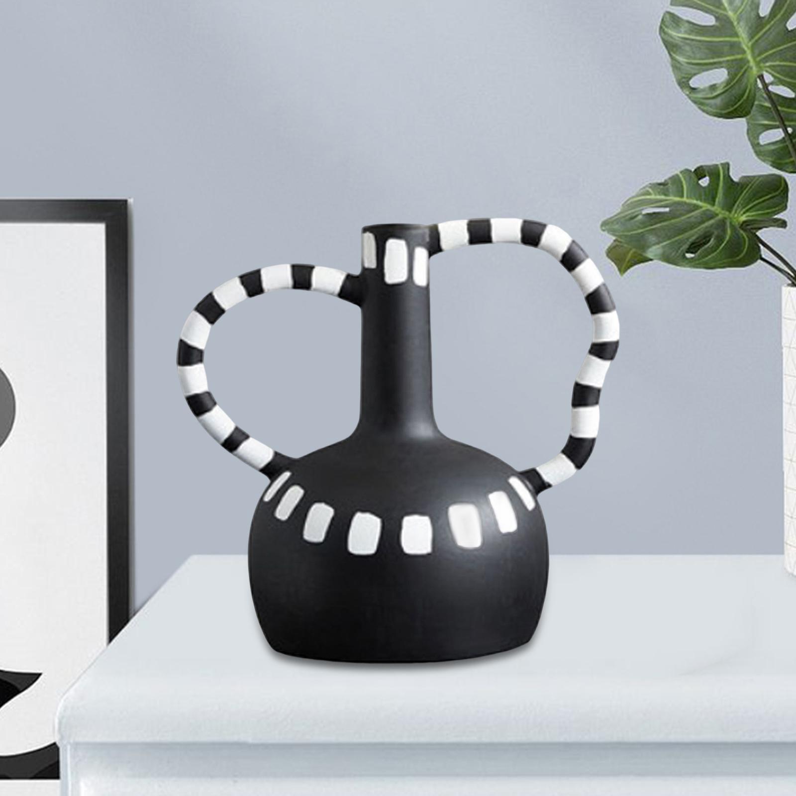 Black and White Vase Resin Flower Vase Nordic for Home Living Room Entrance