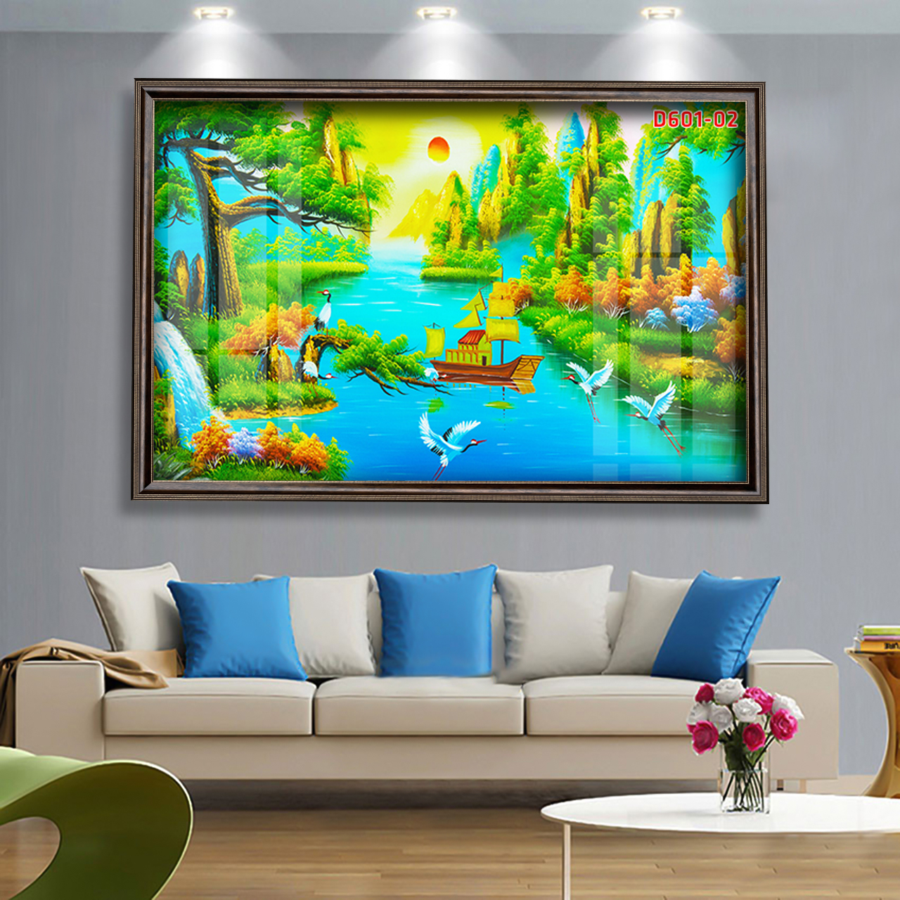 D601 01 Tranh kính Làng quê Việt Nam