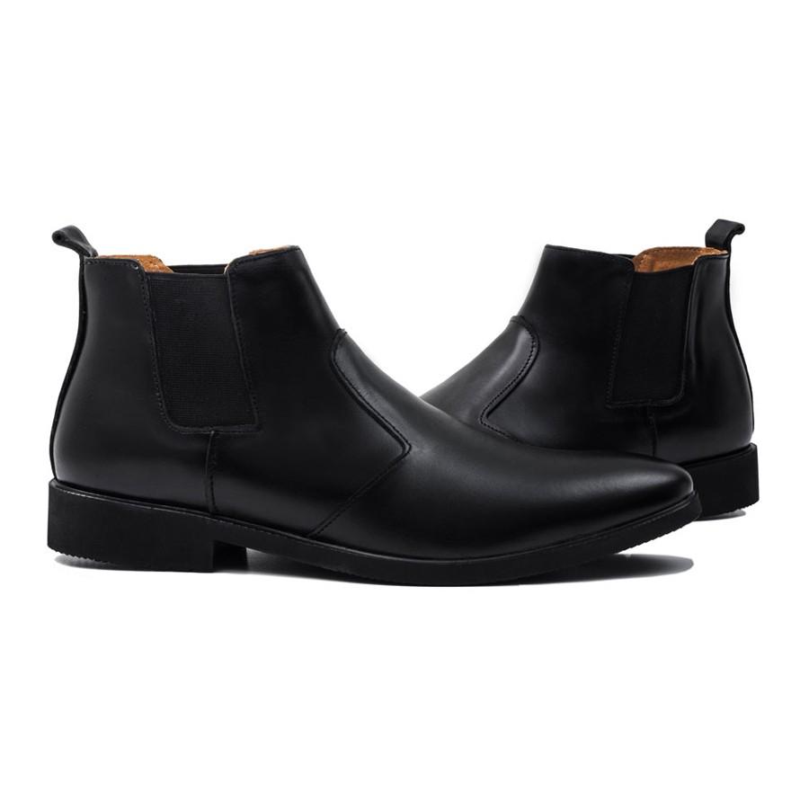 Giày da nam cổ lửng đen lịch lãm CHELSEA BOOTS GC06