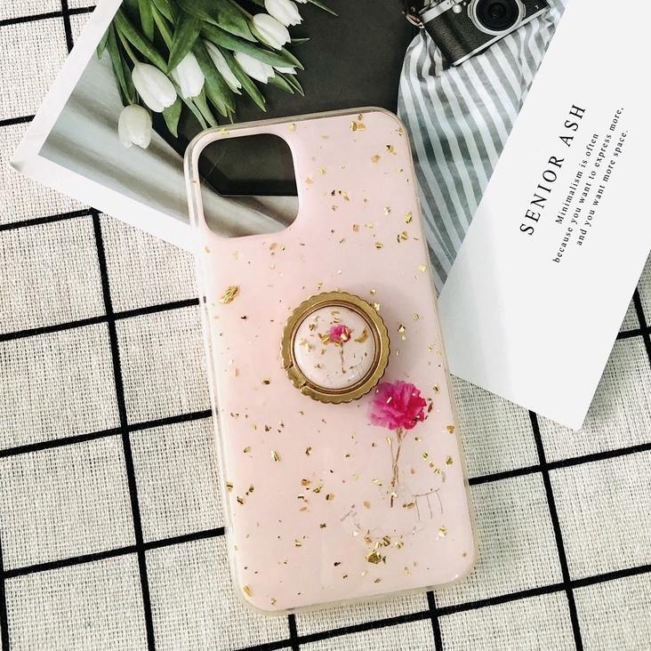 Ốp Hoa Hồng Kim Tuyến Kèm Ring Dành Cho ip 6p/7plus/8plus/x/xs/xs max