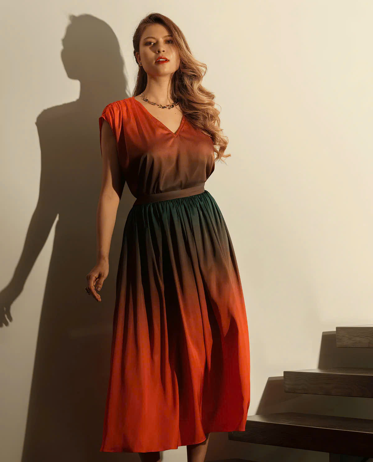 Váy Maxi Ombre, Chân Váy Xòe Hoàng Hôn thời trang thiết kế Hity SKI040