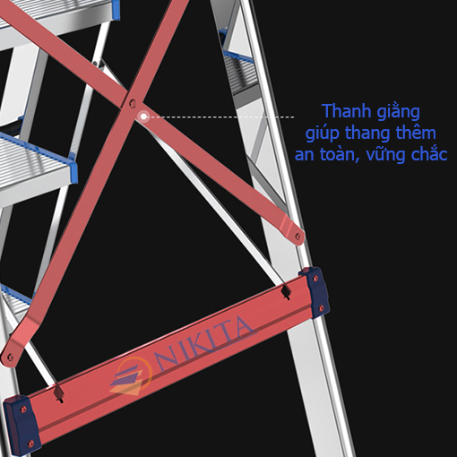 Thang ghế tay vịn gia đình xếp gọn, bậc thang to kèm tay vịn đảm bảo an toàn - Hàng chính hãng NIKITA 2022