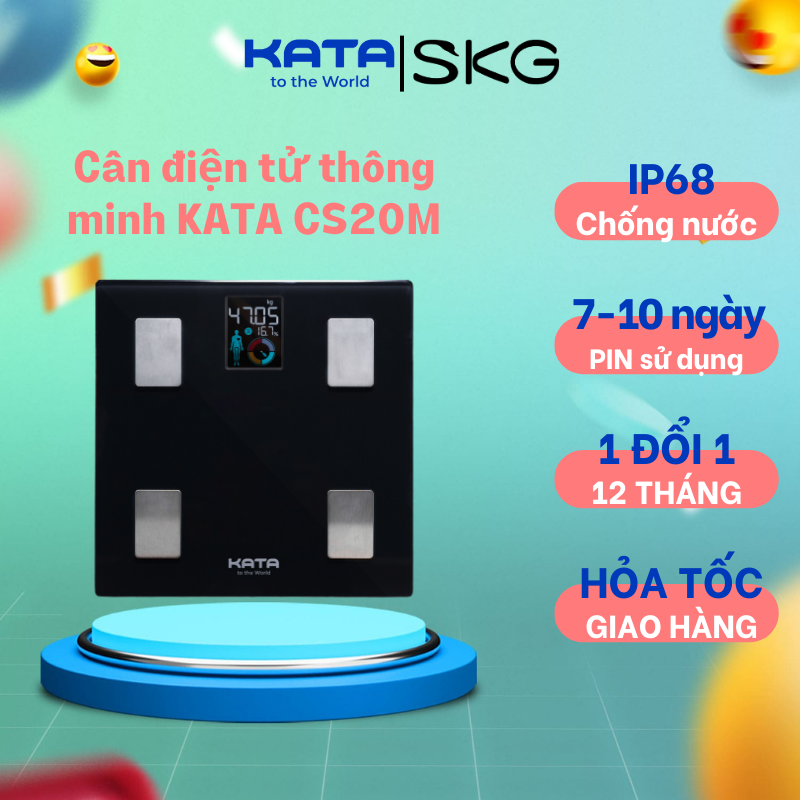 Cân sức khỏe thông minh KATA CS20M Full Tiếng Việt cân đo, theo dõi chỉ số sức khỏe của cả gia đình,trẻ nhỏ