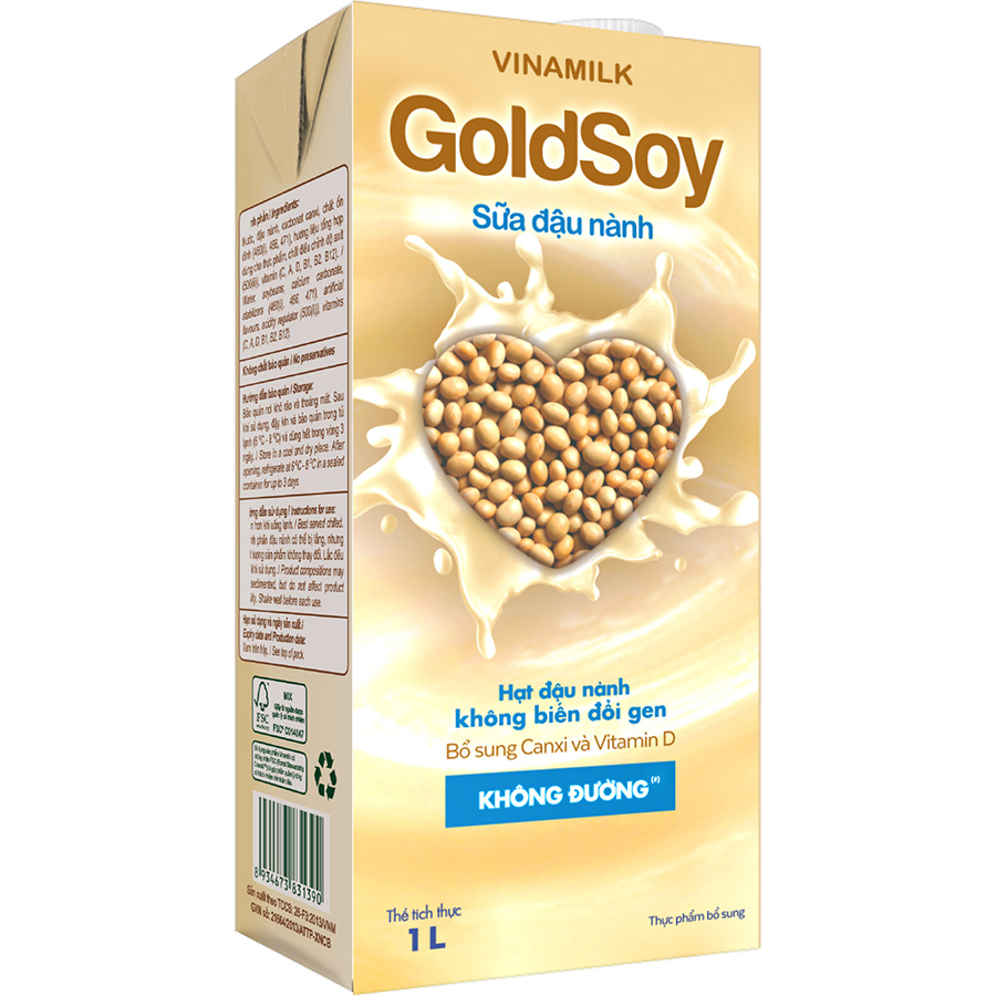 Thùng 12 Hộp Sữa Đậu Nành Không Đường Goldsoy (1L)