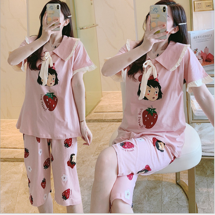 Đồ Bộ Pijama bầu và sau sinh Azuno BN0231 Chất Liệu Cotton Áo Ngắn Quần Lửng Mặc Nhà Mùa Hè