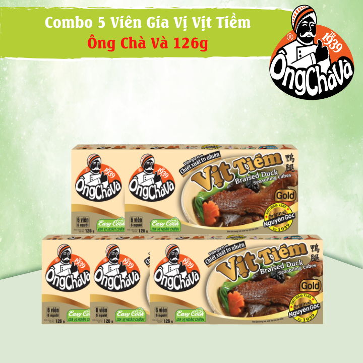 Combo 5 Hộp Viên Gia Vị Vịt Tiềm Gold Ông Chà Và 126g (Braised Duck Seasoning Cubes)