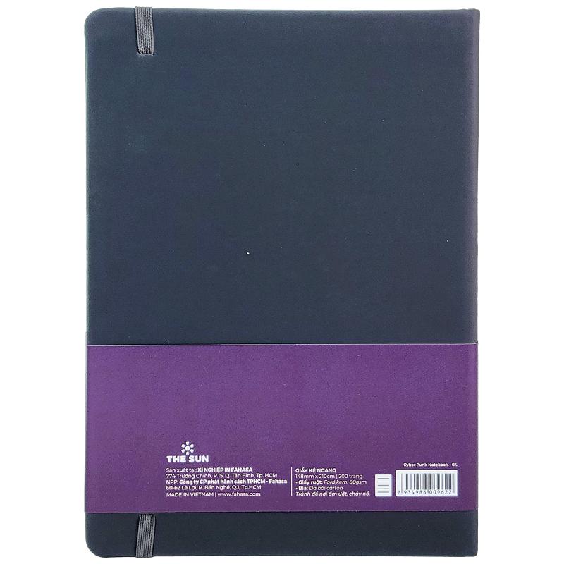 Sổ Bìa Da A5 - Kẻ Ngang 200 Trang 80gsm - Cyber Punk - The Sun 04 - Màu Đen