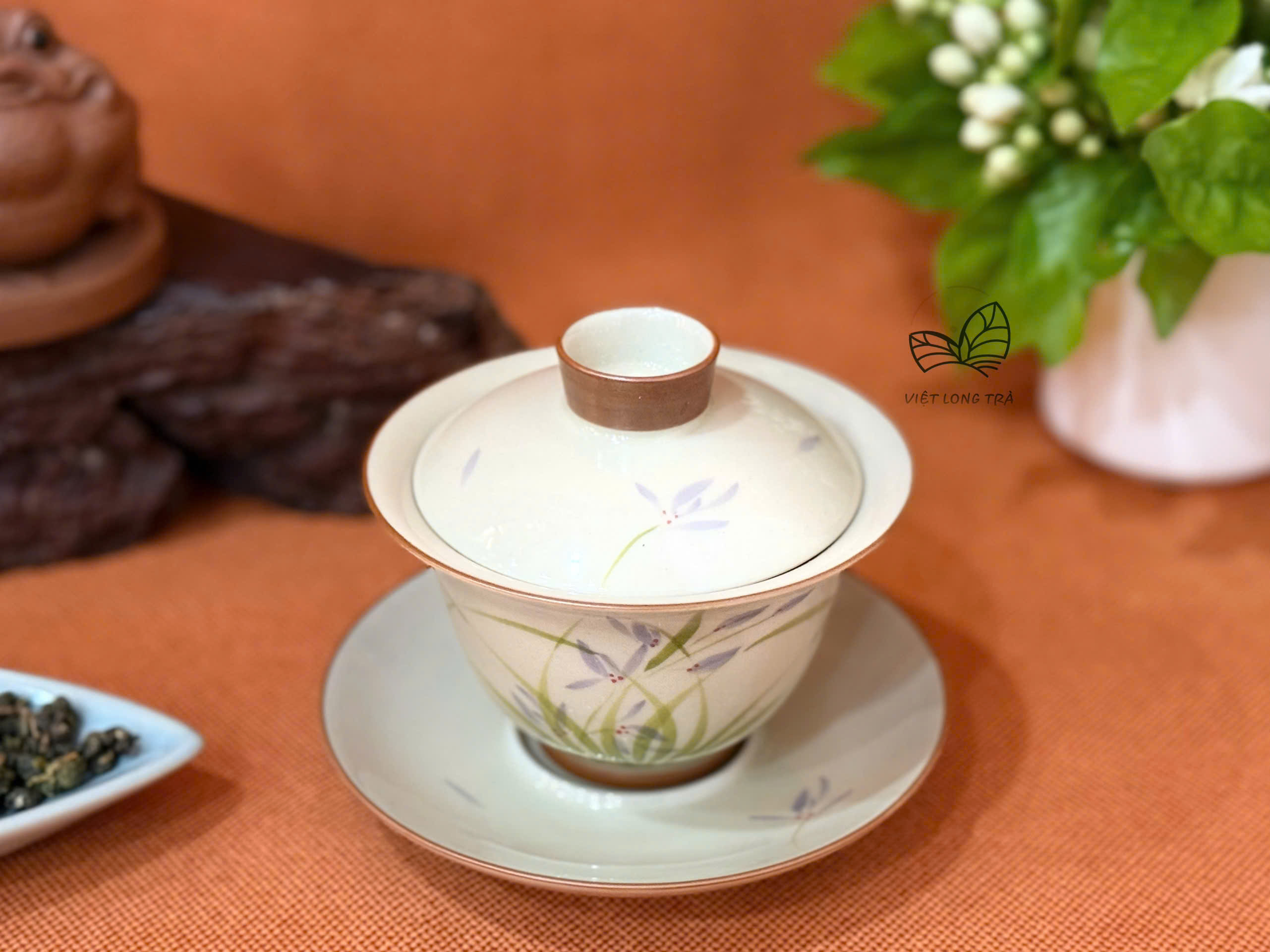 CHÉN KHẢI PHA TRÀ HỌA TIẾT HOA LAN VẼ TAY - DUNG TÍCH 145ML - GAIWAN