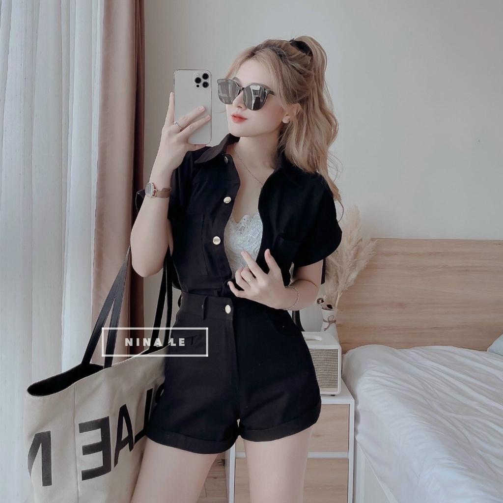 Set bộ đồ nữ áo tay ngắn phối quần đùi ống đứng cùng tone cá tính, xinh xắn dành cho các nàng đi chơi, dạo phố