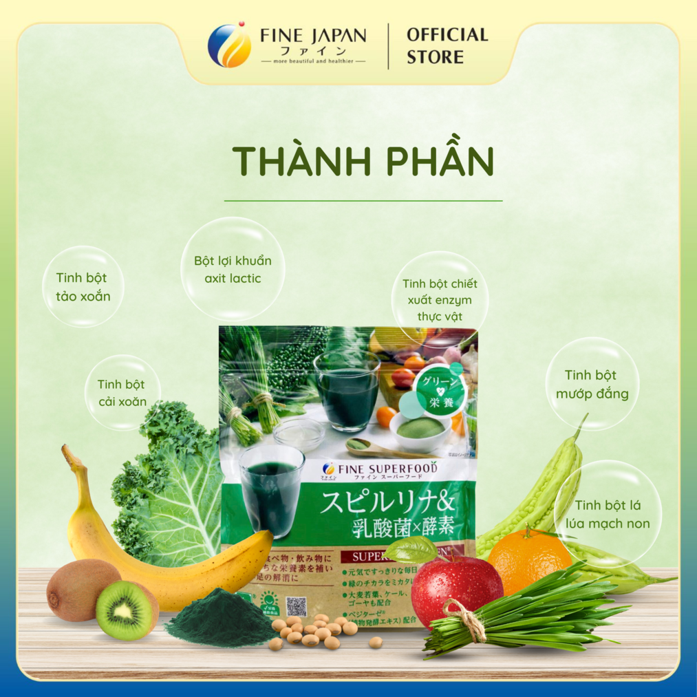 Bột Tảo Xoắn Hữu Cơ Fine Japan FINE SUPERFOOD Spirullina Plus 150gr