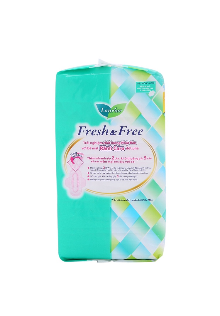  Băng Vệ Sinh Laurier Fresh & Free Siêu Mỏng Cánh - 20 Miếng