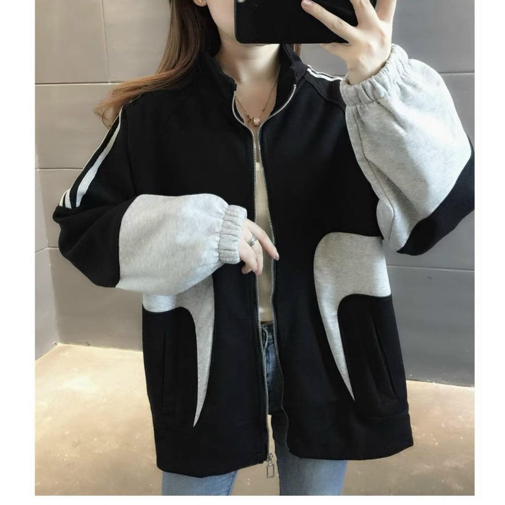 Áo Khoác Hoodie Nữ Cổ Cao Phối Màu Nổi Thời Trang Sành Điệu chất mịn mềm UTT74