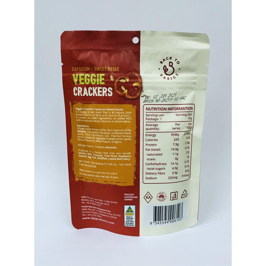 Bánh thực dưỡng vị Khoai lang và ớt chuông ép giòn Back to Basics 45gr - Thuần chay - Veggie Crackers Capsicum