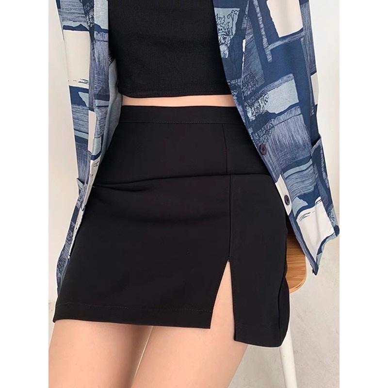 CV001_Chân váy chữ A xẻ tà có lớp lót