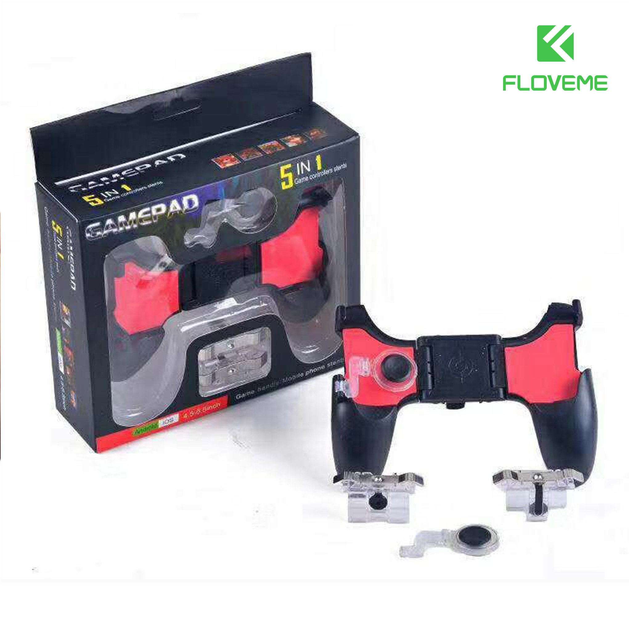 Tay cầm chơi game FLOVEME 5in1, kèm 2 nút bắn 2 nút di chuyển, chơi thả phanh - Thiết kế nhỏ gọn, tiện lợi, dễ dang mang theo. - Hàng chính hãng