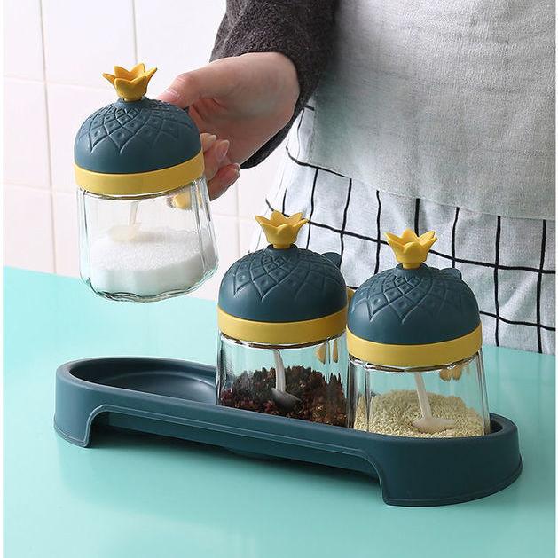Bộ Hộp Thủy Tinh Đựng Gia Vị Tiện Lợi Cho Nhà Bếp