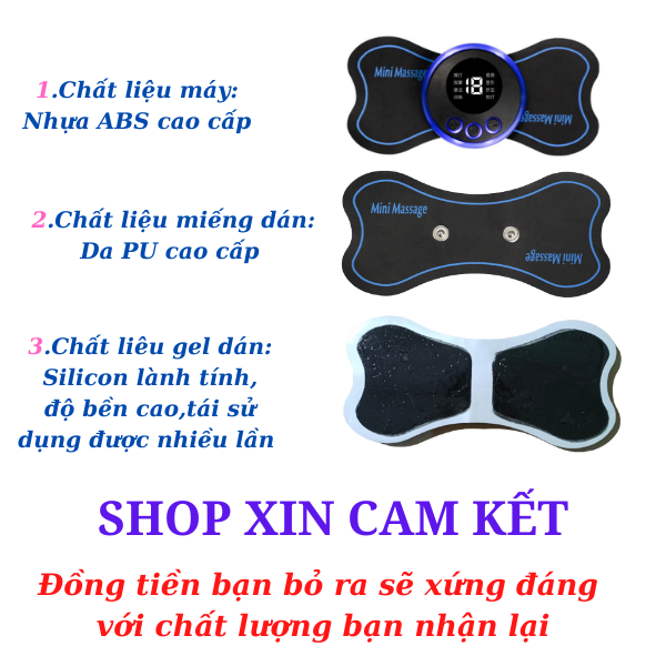 Máy Massage Xung Điện EMS,Miếng Dán Massage Xung Điện Cổ Vai Gáy,màn hình LED-8 Kĩ Thuật Massage chuyên nghiệp-19 mức cường độ,Giúp thư giãn các cơ,giảm đau mỏi vai gáy,giảm đau nhức cột sống lưng hiệu quả