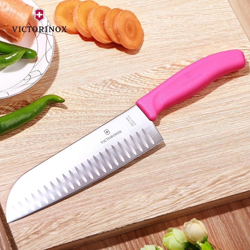 Dao Bếp Victorinox Santoku 17cm Cạnh Sáo Cán Nhựa Nhiều Màu - Thụy Sỹ (Hàng Chính Hãng)