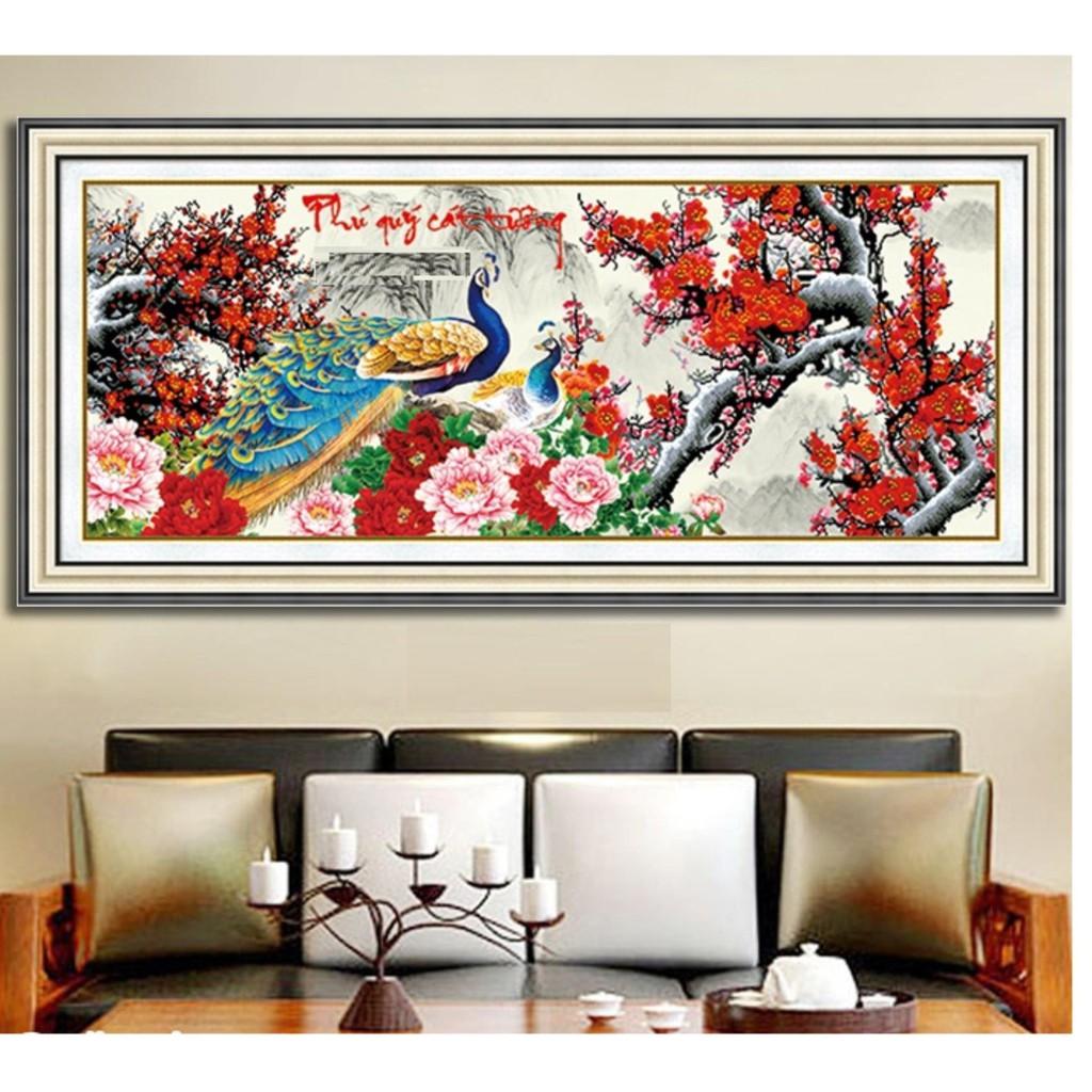 Tranh Đính Đá CÔNG PHÚ QUÝ CÁT TƯỜNG . Kích Thước: 1m33 x 66cm