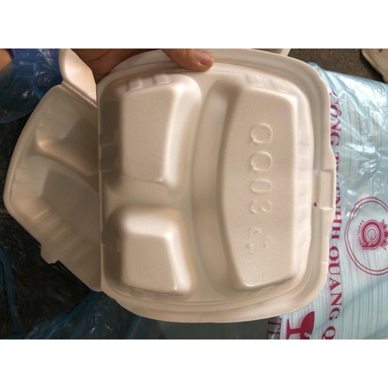 50 Hộp xốp 3 ngăn chữ nhật đựng thực phẩm