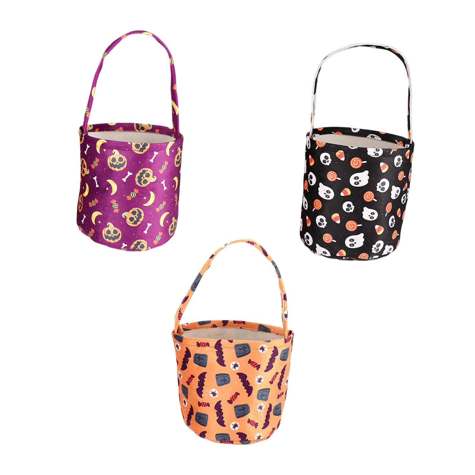 3x Halloween Party Candy Bag, Candy Bucket, Portable Candy Tote Bucket, Halloween Bags Decor